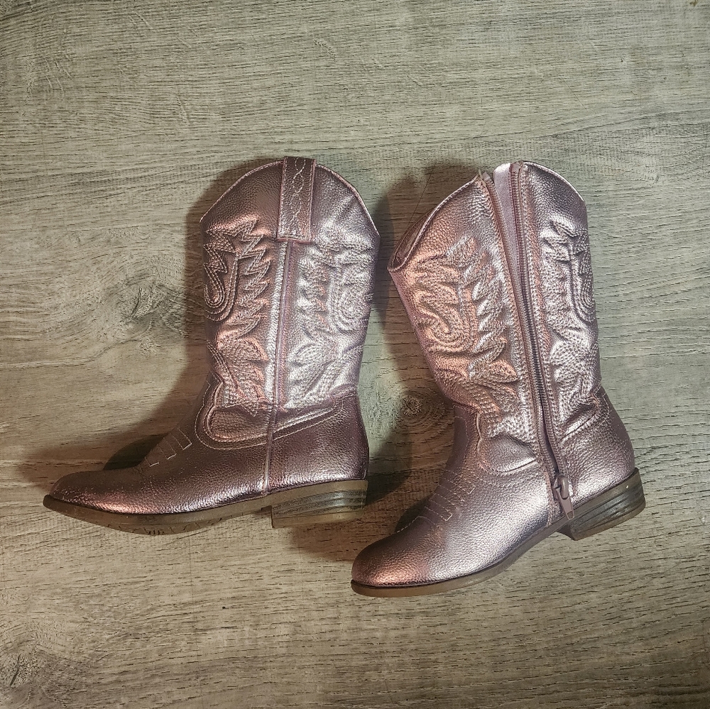 Pink metallic cowgirl boots